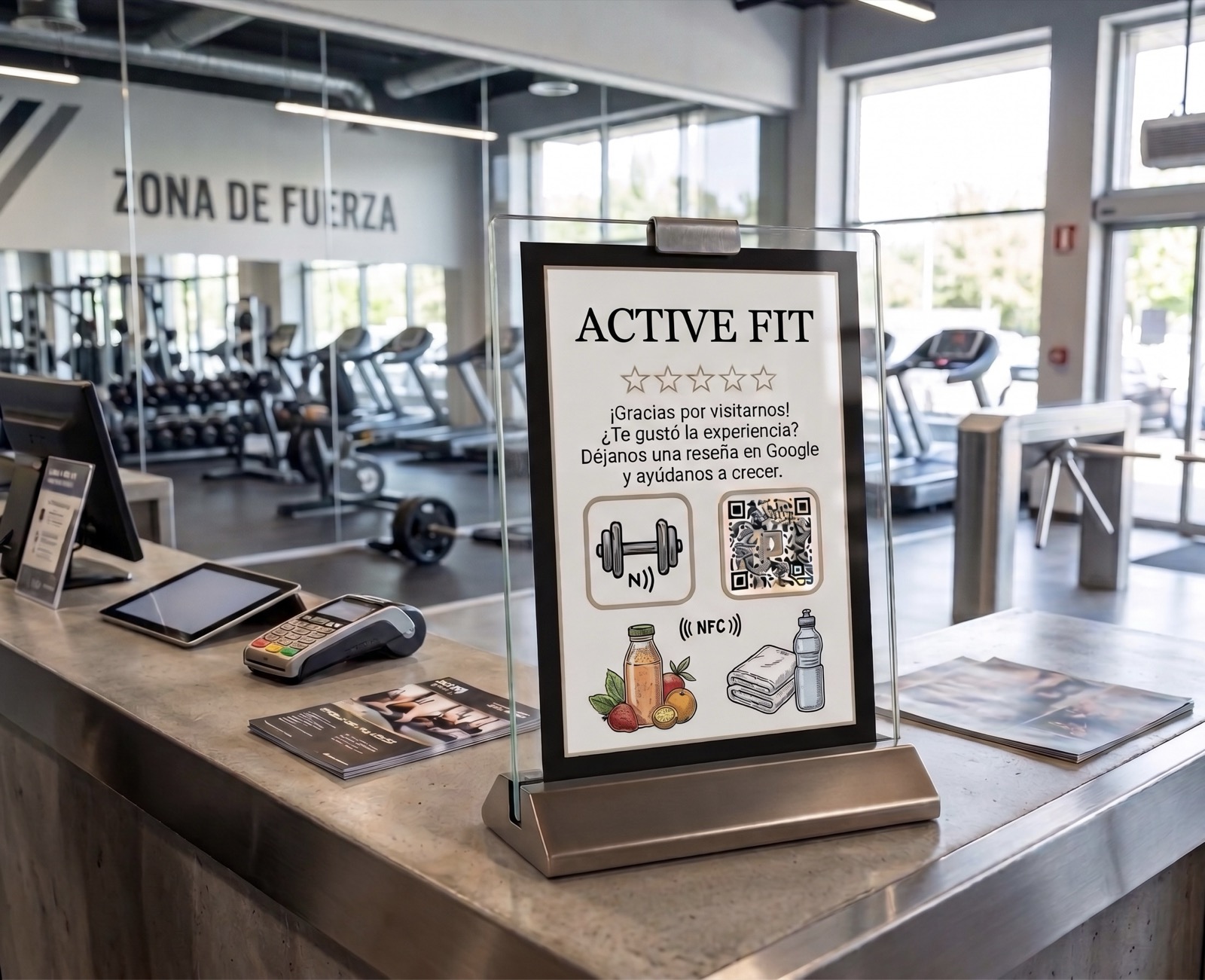Placa NFC personalizada TapRate para gimnasio